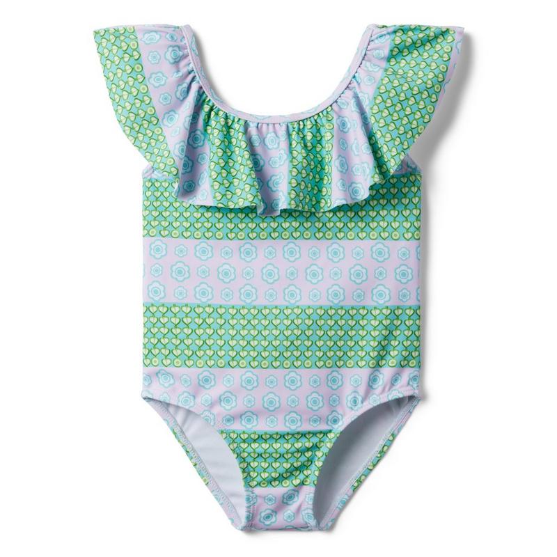 Geo Floral Striped Recycled Swimsuit - Janie And Jack